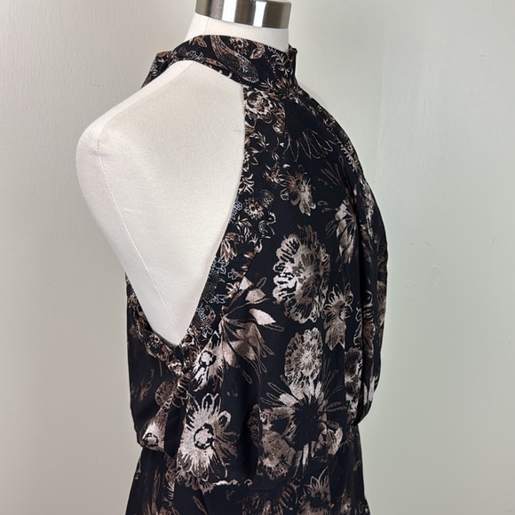 Free People Katerina Floral Halter Neck Mini Dress | Brown Black Floral | XL - Picture 6 of 13